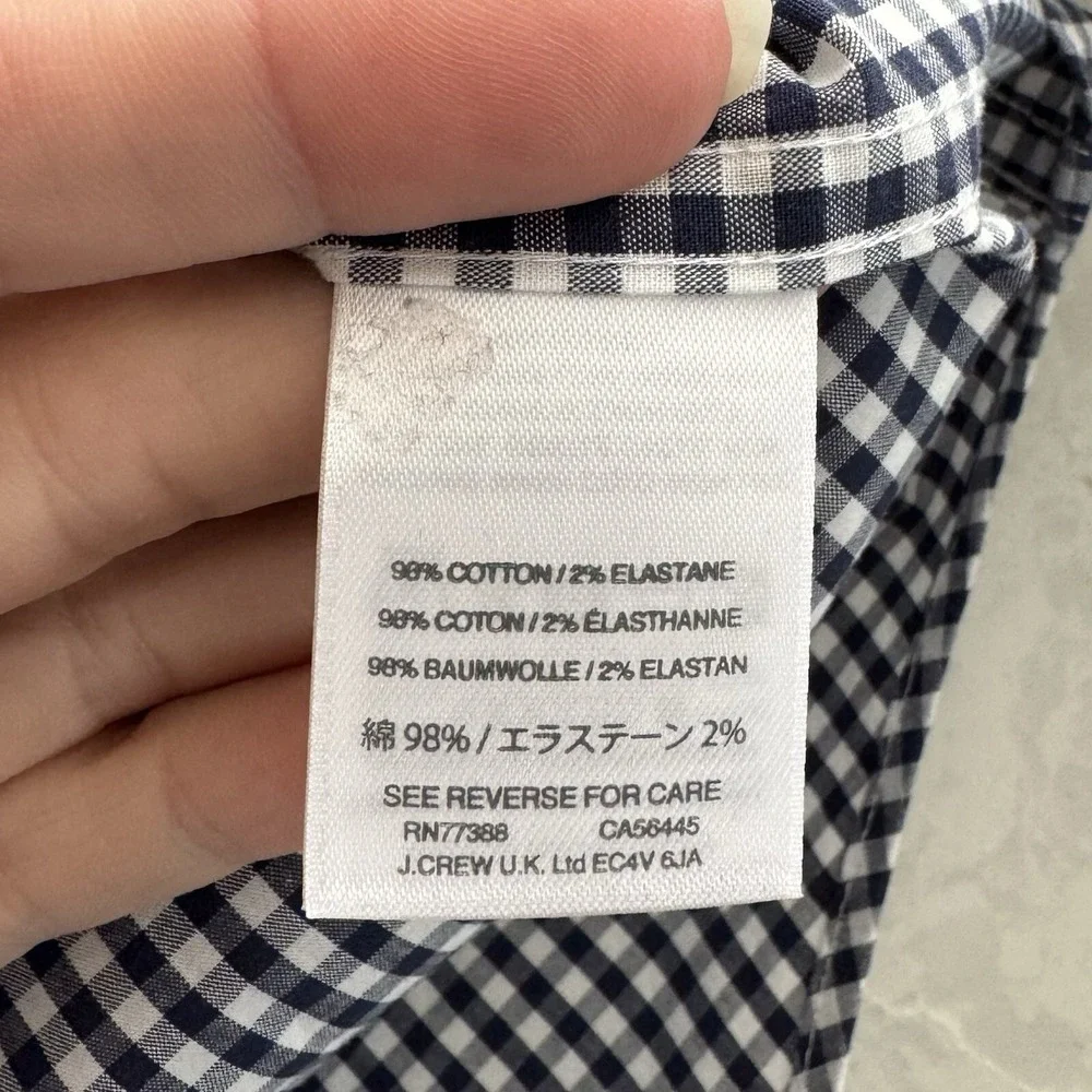 J. CREW Mercantile‎ Flex Men's L Dress Shirt Long Sleeve Navy Blue Gingham Slim